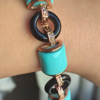 Pulsera Plata Baño Oro Turquesa