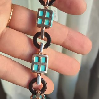 Pulsera Plata Baño Oro Turquesa