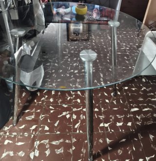 Mesa de salón cristal y metal