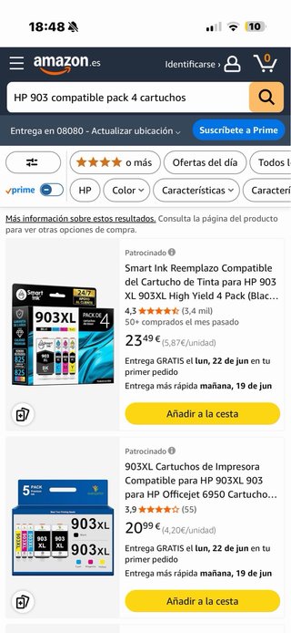 HP 903 Compatible, Pack 4 Colores. NUEVOS + Chip.