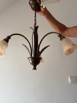 Lámpara de techo forja 3 tulipas