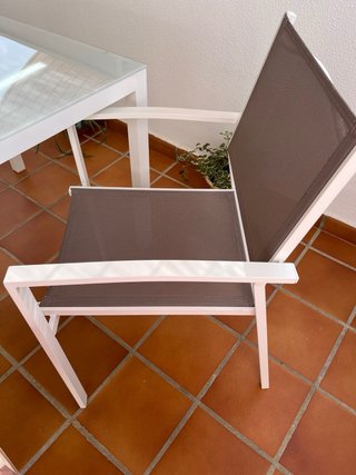 Mesa y Sillas Terraza Cristal Blanco