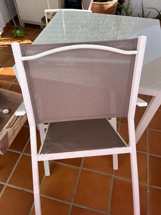 Mesa y Sillas Terraza Cristal Blanco