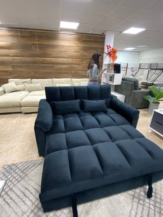 Sofa cama elegante negro terciopelo nuevo