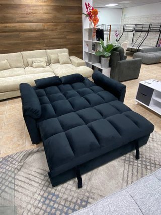 Sofa cama elegante negro terciopelo nuevo