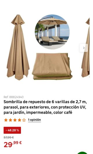 Toldo de repuesto para parasol 2,7m