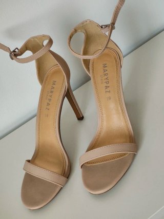 Sandalias Mary Paz Tacón Rosa Empolvado Talla 39