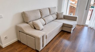 Sofá Cama Chaise Longue Beige
