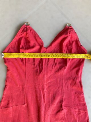 Tuta Sisley donna scollata rosso corallo