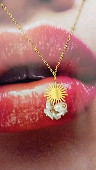 Collar Acero Sol y Perlas
