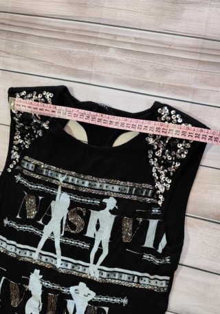 Guess Top Sin Mangas Negro Pedrería y Lentejuelas
