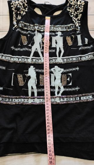 Guess Top Sin Mangas Negro Pedrería y Lentejuelas