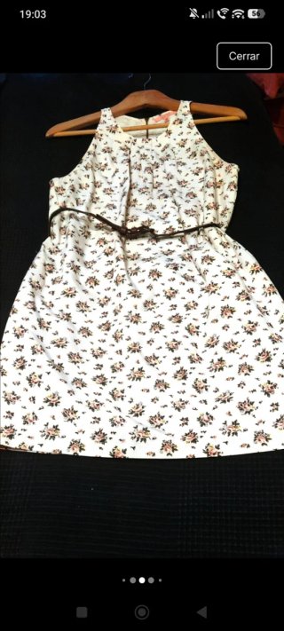 Vestido Sfera flores crema T.S