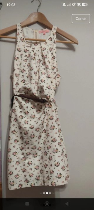 Vestido Sfera flores crema T.S