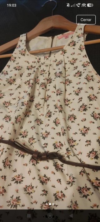 Vestido Sfera flores crema T.S