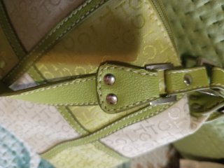 Bolso de mano/hombro beige y verde