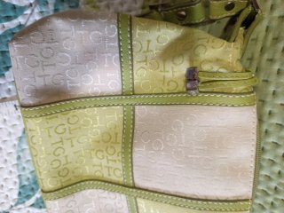 Bolso de mano/hombro beige y verde