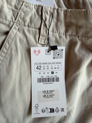 Pantaloni Cargo Zara Beige relaxed fit taglia 48IT