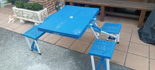 Mesa y Sillas Camping Plegables Azul