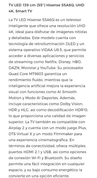 TV Hisense UHD 4K TV 55 pulgadas NUEVA