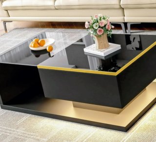 Mesa de centro moderna cristal y madera
