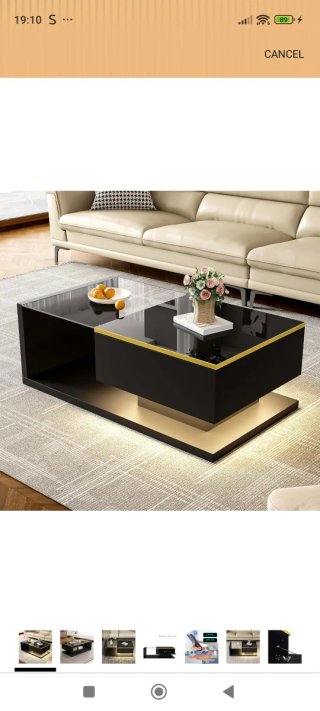 Mesa de centro moderna cristal y madera