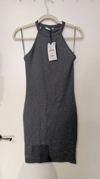 Vestido Zara Trafaluc Gris Talla S Nuevo