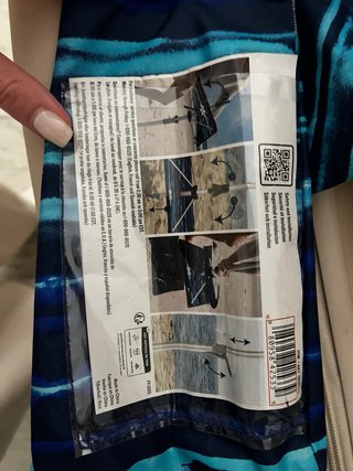 Sombrilla Tommy Bahama 2,30m Rayas Azul/Turquesa.