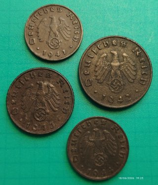 4 Monedas Antiguas Alemanas 1941-1944