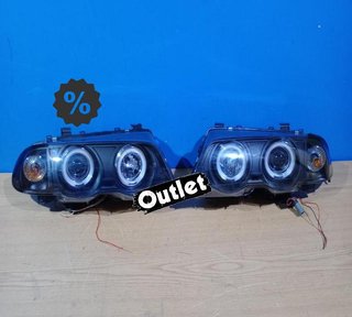 IH FAROS BMW E46 4 PUERTAS 98-01 OJOS ANGEL FONDO NEGRO R145