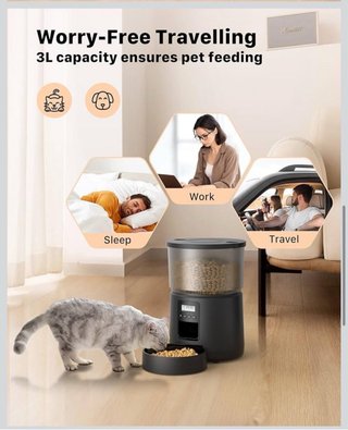Dispensador Comida Mascota Pequeña Negro