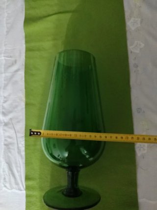 Jarrón grande de cristal verde