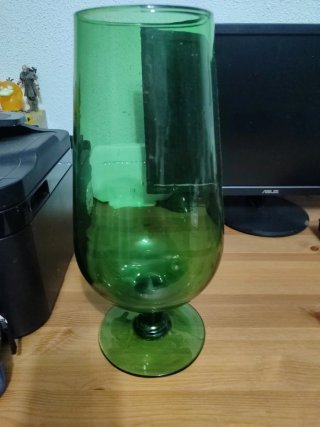 Jarrón grande de cristal verde