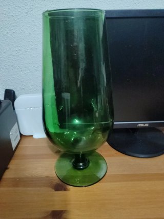 Jarrón grande de cristal verde