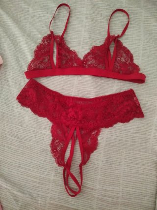 Conjunto Lenceria Roja Encaje Talla Única
