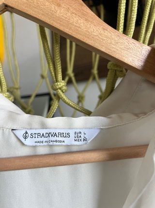 Camisa Stradivarius Blanca Manga Larga Talla L