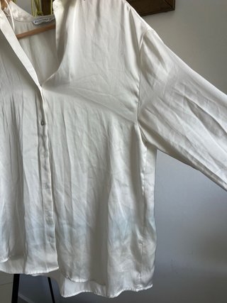 Camisa Stradivarius Blanca Manga Larga Talla L