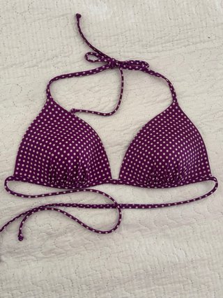 Top bikini viola pois imbottito triangolo