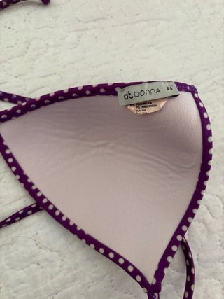 Top bikini viola pois imbottito triangolo