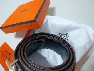 Cinturón Hermès H Hebilla Dorada Piel Marrón