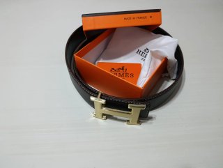 Cinturón Hermès H Hebilla Dorada Piel Marrón