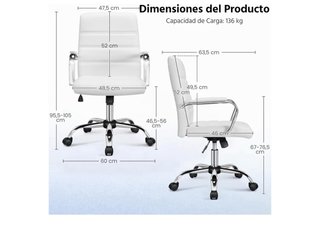 Silla de oficina blanca y plateada