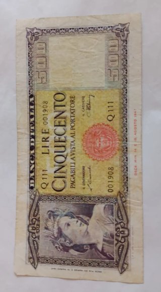 Banconota 500 Lire 1947