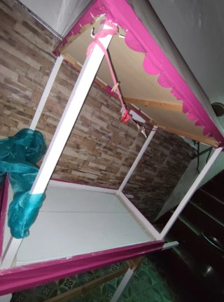 Carrito Candy Bar Madera Rosa y Blanco