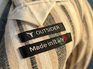 Giacca Outsider Lino/Cotone Righe Tg.48