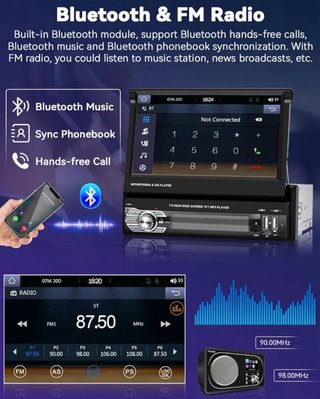 Radio Coche Pantalla Extraíble 1 DIN Carplay