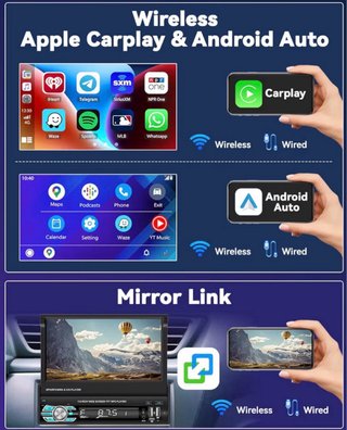 Radio Coche Pantalla Extraíble 1 DIN Carplay