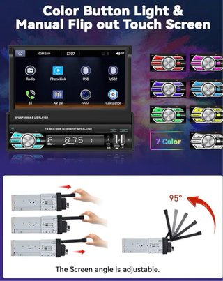 Radio Coche Pantalla Extraíble 1 DIN Carplay