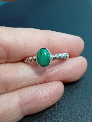 Anillo Plata Ley con Malaquita