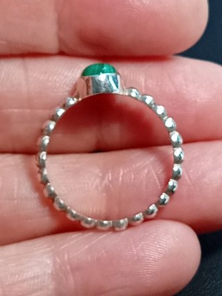 Anillo Plata Ley con Malaquita